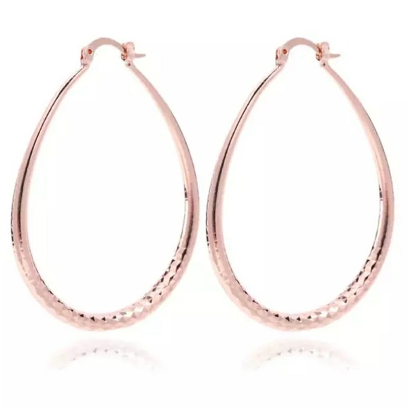 Pink Rose Gold Hoop Earrings - Picture 2 of 4